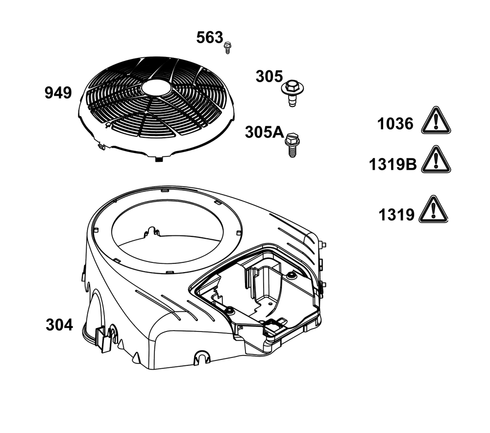 Blower Housing Group Diagram and Parts List for 44N677-0081-G1  Briggs and Stratton Engine